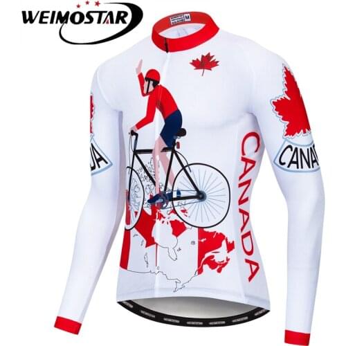 Weimostar Canada Mens Long Sleeve Cycling Jersey Full zipper Ropa Ciclismo Breathable Bicycle Clothes Autumn Bike Shirts