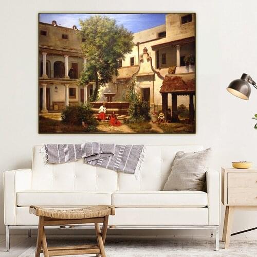 Holover Jose Maria Velasco"Patio Of The Former Convent Of San Agustin"Canvas Oil Painting Western Art Decor Poster Aesthetic