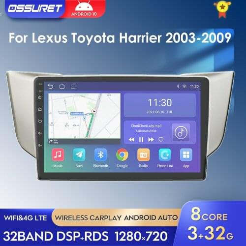 2DIN Android Head Unit Car Radio GPS Video Multimidia For Lexus RX300 RX330 RX400H 2003-2009 Toyota Harrier 2003-2009 CarPlay FM