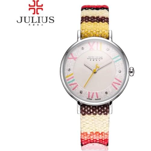 JULIUS Watches JA-924 Fabric Colorful Bohemia Tweed Drama Retro Style Wristwatch New Arrival Montre Femme Dress Orologi