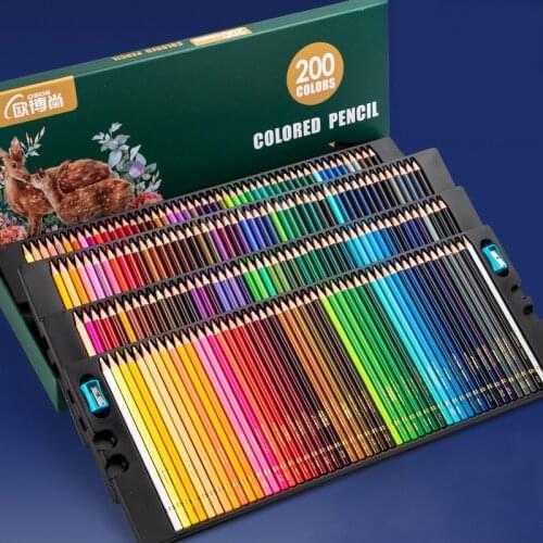 Kemila 200 pcs Oil Color Pencil Wooden Watercolor Colored Pencils Water-Soluble Coloured Pencils For School Sketch Art Supplies