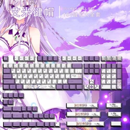 151-key Japanese Anime Re: Amy Keycaps PBT Sublimation Cherry Profile Highly Mechanical Keyboard Keycaps for Pirate Ship Razer