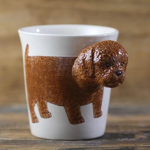 Creative Hand-painted Teddy Ceramic Mugs Cute Dog Coffee Mug 3D Cartoon Cute Pet Teddy Cup Teacher Gifts Appreciation