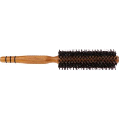 Round Styling Hair Brush Blow Dryer & Curling Rolled Brush with Natural Wooden Handle for Women and Men