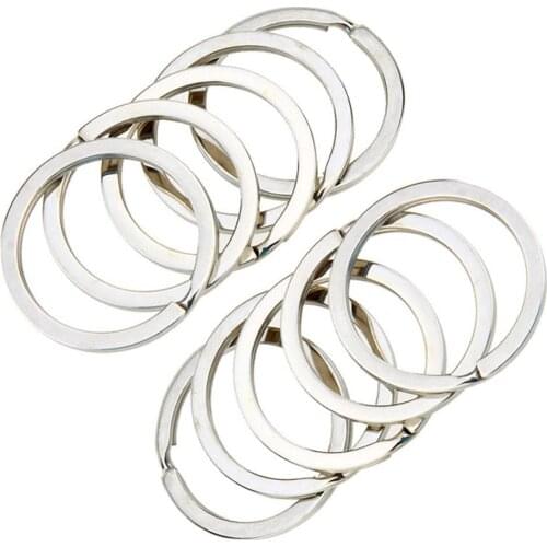 10PCS 30mm Stainless Steel Hole Key Ring Key Chain Rhodium Plated Round Split Keychain