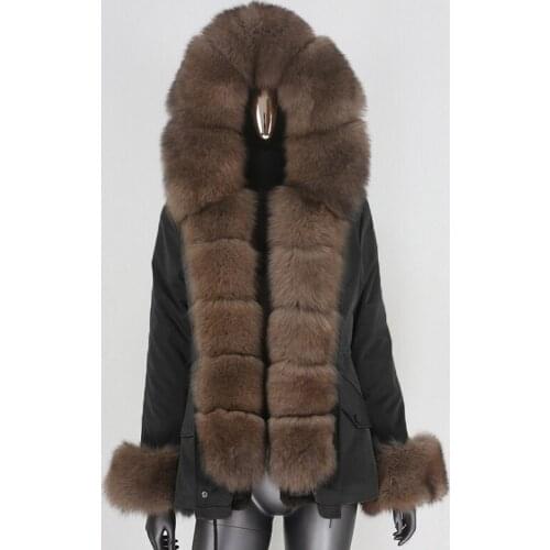 2021 New Fashion Waterproof Short Parka Winter Jacket Women Real Fur Coat Natural Fox Fur Collar Hood Thick Warm Detachable