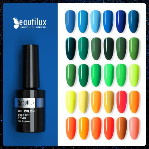 Beautilux 120 Color Gel Nail Polish Soak Off UV LED Nails Art Gels Lacquer Salon Home Use Semi Permanent Nail Polish 10ml