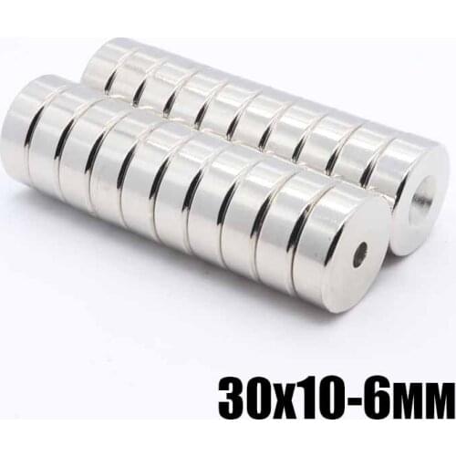 2pcs 30x10-6 mm Round Countersunk Ring Magnet 30mm x 10mm Hole 6mm Rare Earth Neodymium Magnet 30*10-6 mm