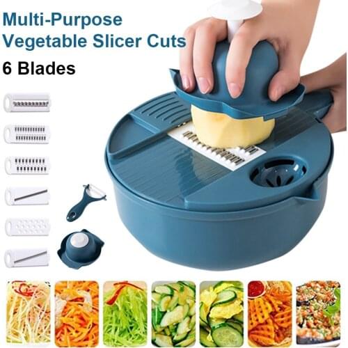 12 in 1 Multi-function Vegetable Chopper Slicer Grater Veggie Shredder Vegetable Cutter Kitchen accessories with Drain Basket