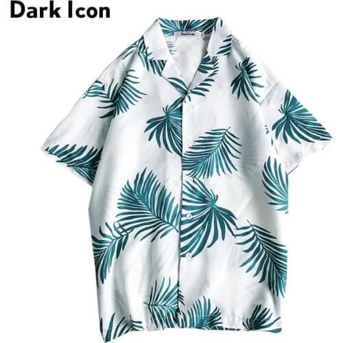 Dark Icon Full Printed Hawaii Style Shirts Men 2019 Summer Turn-down Collar Vintage Mens Shirts Tropical Shirts Short Sleeve