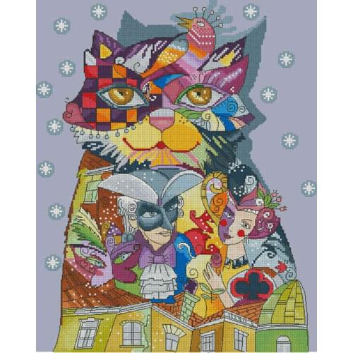 Art Cat 39-46 Cross Stitch Set Cross-stitch Kit Embroidery Needlework Craft Packages Cotton Fabric Floss