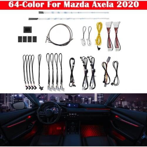 64 colors Set For Mazda Axela 2020 Button Control Decorative Ambient Light LED Atmosphere Lamp illuminated Strip