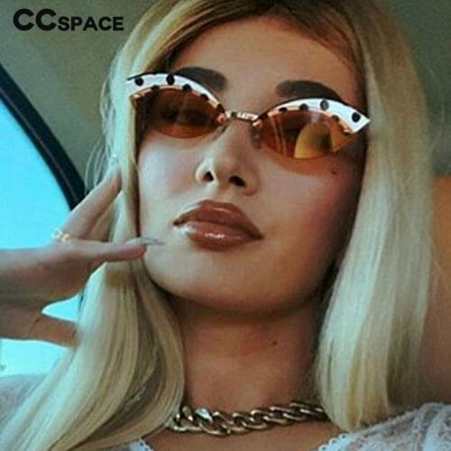 49175 Alloy Rimless Black Dots Print Sunglasses Men Women Fashion Shades UV400 Vintage Glasses