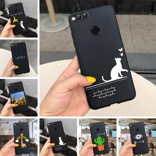 Cartoon Cactus Cat Case For Honor 8 Soft Silicone Phone Case Back Cover For Huawei Honor 8 FRD-L09 FRD-L19 Coque Covers Bumper