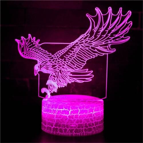 Flying Eagle 3D LED Animal Eagle Light 7 Color LED Night Light Touch LED Table Lamp Home Office Night Light Party Christmas Gift