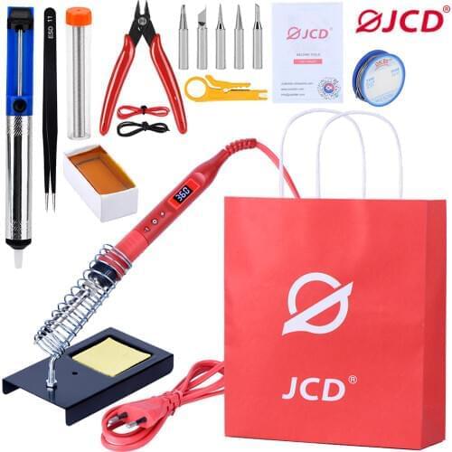 JCD Soldering Iron Kit 80W 220V Multi-function Button Adjustable Temperature Soldering Station LCD Lighting Display Iron 908U