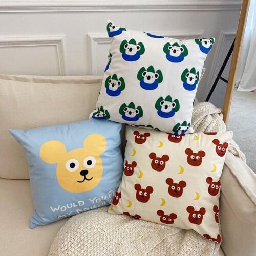 Cartoon Bear Cushion Funny Soft Pillow Inner PP Cotton Filler Throw Pillows for Home Decor Sofa Chair Cushion 45X45