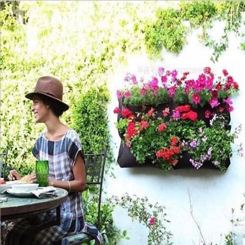 Hanging Wall Basket With 7 Bags Specical Planting Bag Plant Pots For Vegetable In Balcony And Artificial Flower