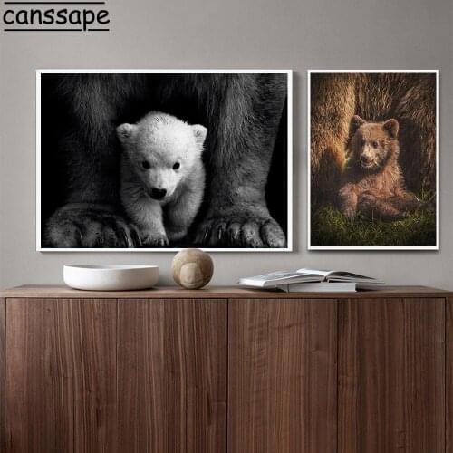Nordic Poster Polar Bear Canvas Painting Animal Art Posters Black And White Wall Art Print Modern Wall Picture Living Room Decor
