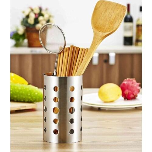 Thick Stainless Steel Circular Hole Tableware Cage Chopsticks Tube Storage, Brush Holder,kitchen caddy,Utensil Holder