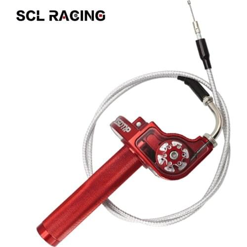 SCL Racing Motorcycle 22mm ZSDTRP CNC Aluminum Twist Throttle Grip With Elbow Throttle Cable For Dirt Bike Motocross Motorbike