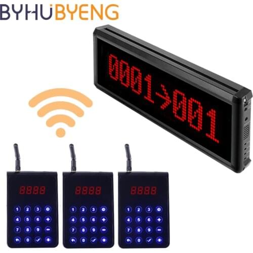 BYHUBYENG Queue Management Pager System For Restaurant Queue Calling Display Transmitter Support Channel Machine Relogio Digital