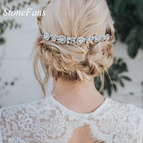 Stonefans Rhinestone Crystal Wedding Hair Comb Bride Hair Accessories Tiara Bridal Headband Luxury Headpiece Headwear Jewelry