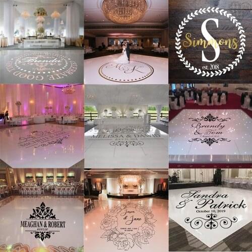 Wedding Dance Floor Signs Vinyl Decals Custom Name & Date Wall Stickers Window Door DIY Personalized Removable Murals HY9987