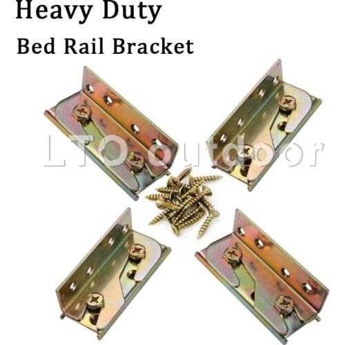 Heavy Duty Bed Rail Brackets No-Mortise Bed Rail Fittings Wooden Bed Frame Connectors with Screws for Headboards Footboards Hold