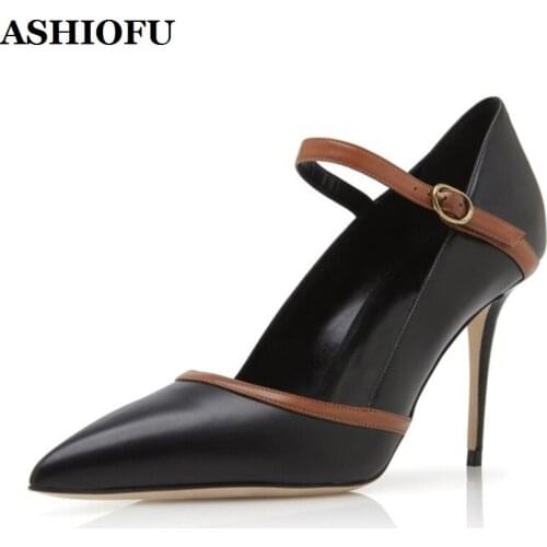 ASHIOFU 2020 Handmade New Ladies High Heel Pumps Mary Janes Party Prom Dress Shoes Evening Club Fashion Pumps Court Shoes MH1411