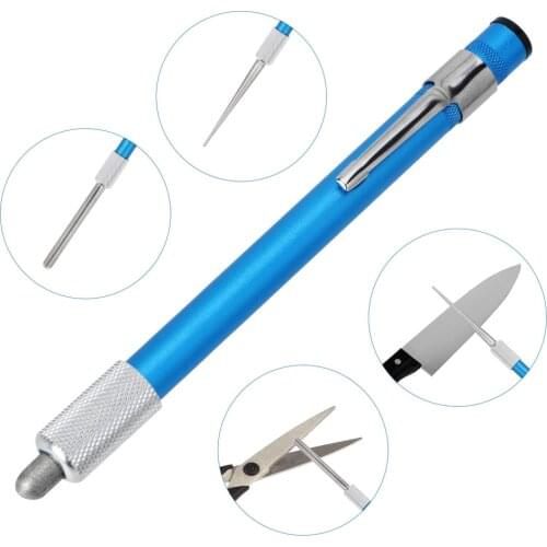 1 piece Grindstone Multi Purpose Knife Sharpener For Fishhook Knife Diamond Plated Carbon Steel Outdoor Tool Pen Shape