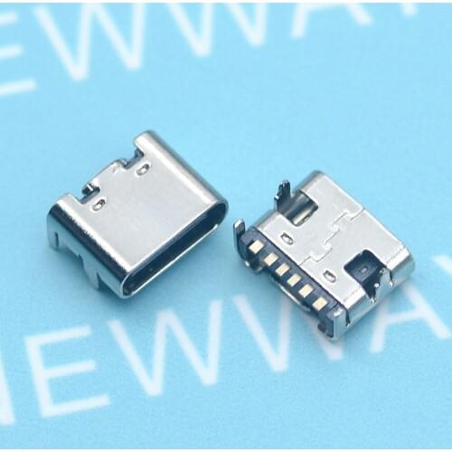 10Pcs/Lot Micro Usb Jack 3.1 Type-C 6Pin Dip 90 Degree Female Connector For Mobile Phone Charging Port Charging Socket