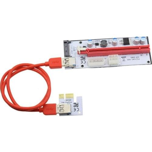 10PCS VER008S Molex 4Pin SATA 6PIN PCIE PCI-E PCI Express Riser Card 008S Adapter 1X to 16X USB3.0 Extender Mining Miner