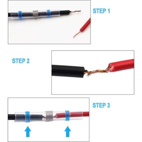 100pcs Heat Shrink Butt Crimp Connector Waterproof Solder Seal Terminals Sleeve