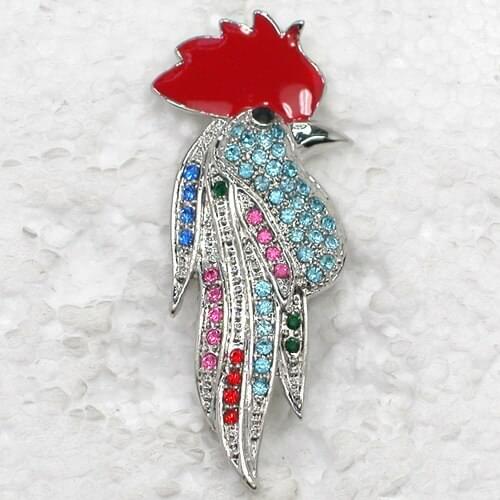12pcs/lot Wholesale Fashion Brooch Rhinestone Enamel Rooster Pin brooches C101076