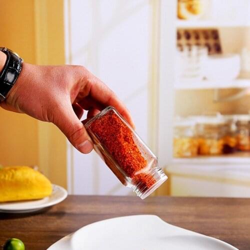 120ml Seasoning Jar Square Glass Container Salt Pepper Spice Shakers Can Camping Condiment Container Barbecue Bottle for Kitchen