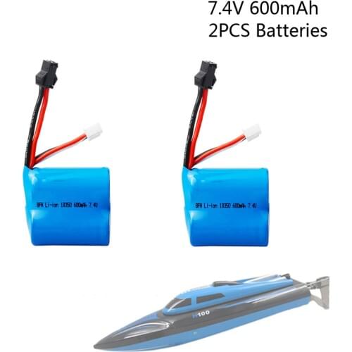 2PCS 7.4V 600mAh Li-ion battery for H100 High speed RC boat 18350 2s lipo Battery Wholseale 7.4 V 600 mAh battery