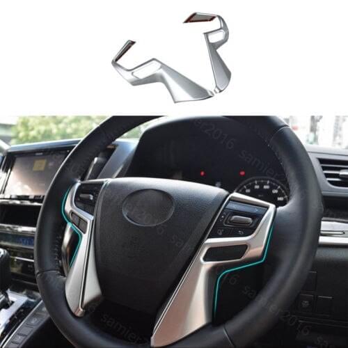 2x Chrome Fit For Toyota Alphard 15-2017 Steering Wheel Buttons Frame Cover Trim