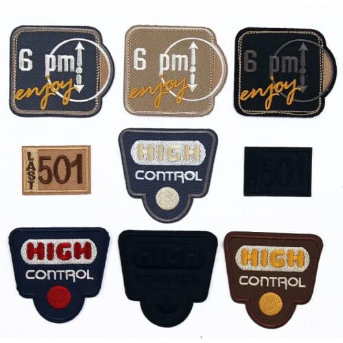30pcs/lot Antique Denim Embroidery Patch Letter Sports Enjoy Time Control Clothing Decoration Diy Iron Heat Transfer Applique