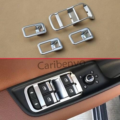 7Pcs/Set Kits Window Lift Switch Car Interior Cover For Audi Q7 2016-2018 Matte Chrome Door Adjust Control Panel Accessories