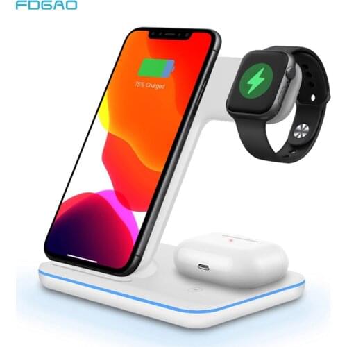 15W Qi Wireless Charger For iPhone 11 XS XR X 8 Samsung S10 S20 3 in 1 Charging Dock Station for Apple Watch 5 4 3 2 Airpods Pro