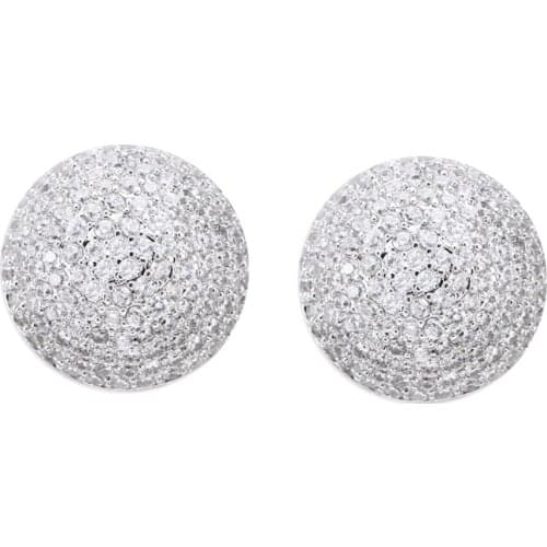 Bettyue Simplicity Style Unisex New Trend Hemisphere Shape Cubic Zircon White Delicate Earring For Fashionable Party Ornament