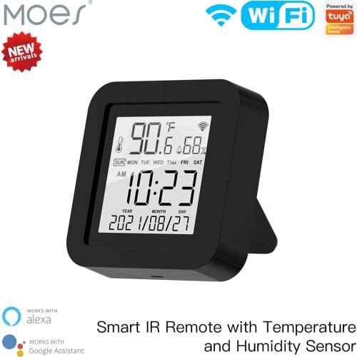 Moes WiFi Tuya Smart IR Remote Control Temperature and Humidity Sensor for Air Conditioner TV AC Works with Alexa Google Home