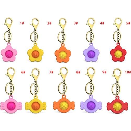 Kids Silicone Fidget Simple Dimple Toys Adult Decompression Flip Keychain Toys Child Early Education Squeeze Sensory Toy Gifts