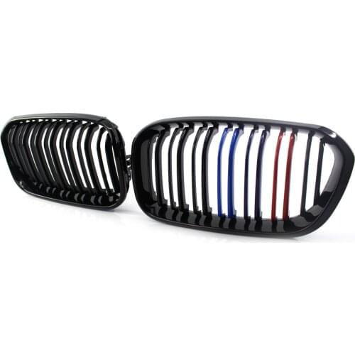 Pair Gloss M-color Double Front Kidney Grille Fit For BMW F20 F21 15-16 M5 look