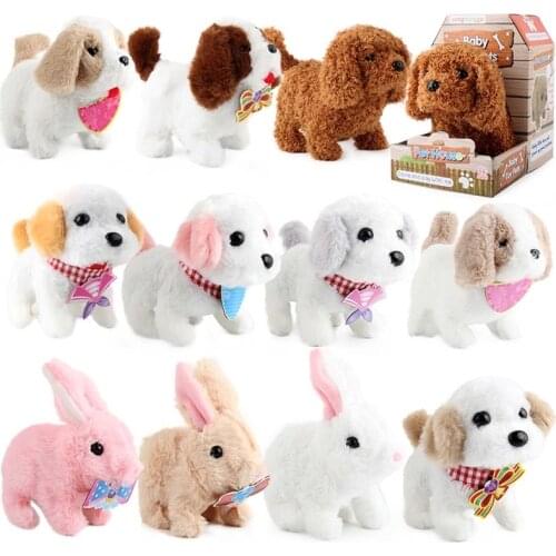 Electric Stuffed Plush Toys Realistic Dog Rabbit Robot Interactive Pet Animal