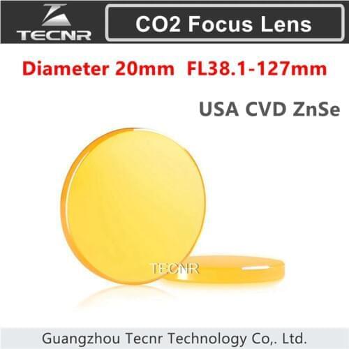 TECNR High Quality USA ZnSe CO2 Focus Lens Diameter 20mm FL38.1-127mm 1.5" - 5" for laser cutter