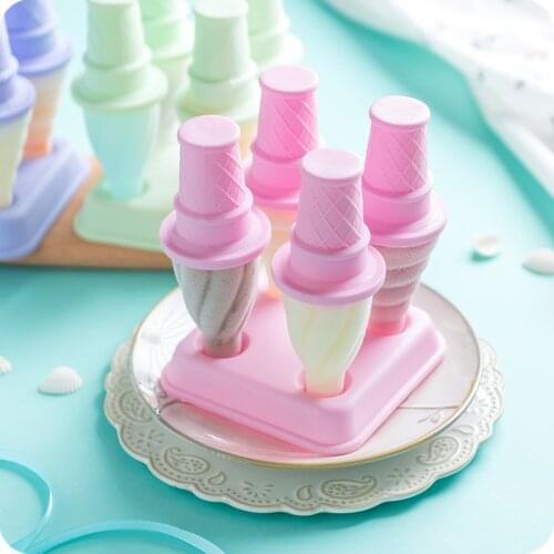 4 Pieces Food Grade PP Ice Pop Mold Popsicle Maker Frozen Tray DIY Ice Cream Tools Lolly Mould for Popsicles -35