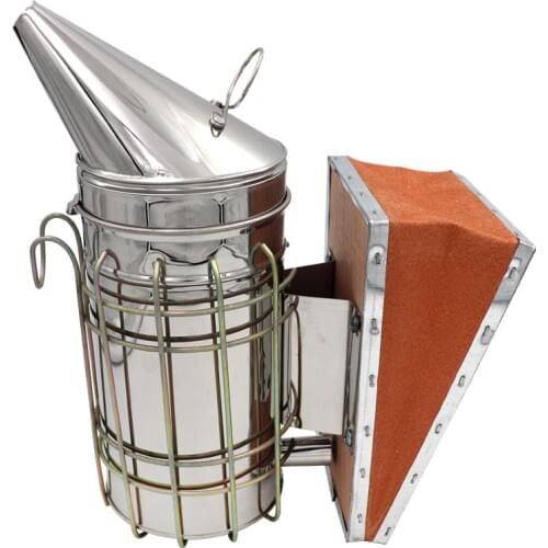 1 Pc Beekeeping Tool Stainless Steel Bee Hive Smoker Galvanized Iron With Heat Shield Protection Beekeeping Equipment
