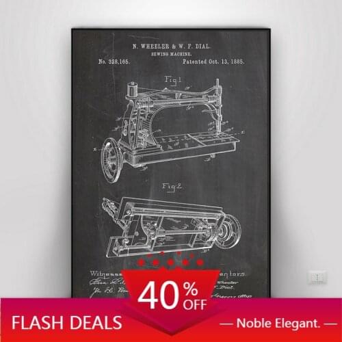 Canvas Painting Sewing Machine Patent Vintage Print Craft Room Wall Art Poster Decor Antique Sewing Machine Wall Decoration